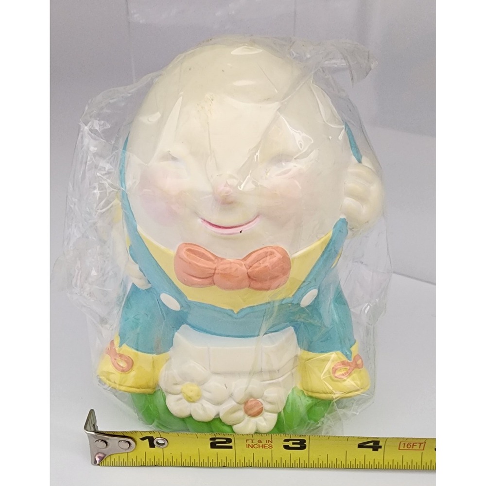 Avon Humpty Dumpty Earthenware Bank Kids OS Blue New Vintage 1982 Hand Painted - Picture 9 of 9